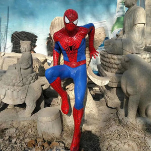 Cuộc sống ngoài trời Kích thước Spiderman công viên chủ đề nhựa trang trí món quà nghệ thuật siêu nhân phim hoạt hình điêu khắc sợi thủy tinh Spiderman tượng để bán - Product Image 5