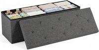 Banc de rangement pliable gris de 43 pouces avec assise en mousse épaisse, capacité de 660 lb, repose-pieds pour chambre et entrée