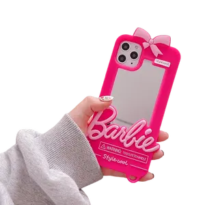 2024 Anime Pop Hanger Mode Cover Mode Mode Creatieve Barbie Spiegel Telefoonhoesje Barbie Telefoon Hoesje Voor 11 12 13 14 Pro Max