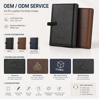 Porte-documents A4 en cuir, disponible en stock, directement de l'usine, organiseur en PU de qualité supérieure avec fermeture élastique et boucle pour stylo, idéal pour les réunions