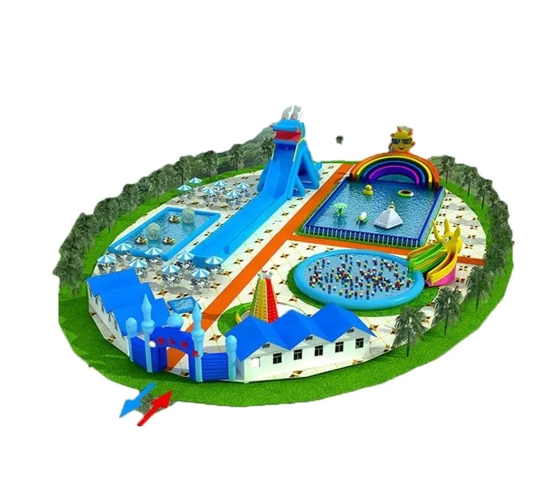 Schwimmen Unterhaltung Kommerzielle aufblasbare Wasserpark ausrüstung Aufblasbarer Cwater Park/Aufblasbarer Aqua Park Plato PVC 0,55mm