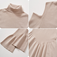 Robe midi en tricot élégante et polyvalente à épaules dénudées, robe en tricot pour femme automne-hiver avec châle amovible