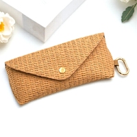 Sac de lunettes de soleil avec motif de paille en PU souple, étui pour lunettes de soleil