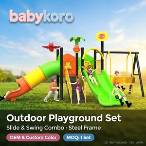 Tobogán Infantil para Exteriores, Acero Galvanizado de 76 mm, Pared de 1.5 mm, Resistente a los Rayos UV, Estructura Resistente de LLDPE de Alta Calidad, Juego de Tobogán para Jardín o Patio Trasero - Product Image 1