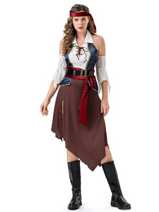 Costume de pirate d'<span class=keywords><strong>Halloween</strong></span> pour femmes adultes, tenue de style <span class=keywords><strong>viking</strong></span> des Caraïbes pour les fêtes costumées et les spectacles - Product Image 5