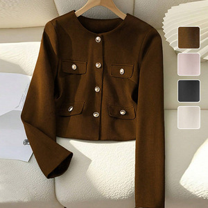 Women's New French-Style Round-Neck Short-Length <b>Wool</b> Coat for Fall Fashion - Product Image 6