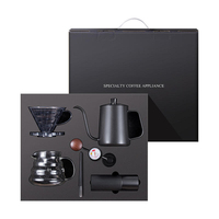 Ensemble de café manuel portable : Moulin à café manuel, bouilloire à bec de cygne, filtre à café en verre, coffret cadeau complet