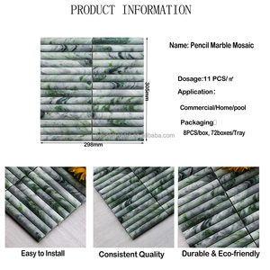 Carreaux de mosaïque en marbre vert jade, design moderne en <span class=keywords><strong>parquet</strong></span> à rayures fines, carreaux muraux pour salle de bain, cuisine, hôtel, villa, projets de luxe - Product Image 3