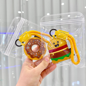 Llavero de Cuero PU con Diseño de Dibujos Animados, Miniatura de Comida como Donut, Pizza, Hamburguesa, Llavero de Lujo con Simulación de Comida de Cocina, Anillos para Llaves - Product Image 5