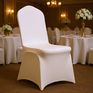 Housses de chaise universelles en spandex blanc ivoire, 50 pièces, pliables, lavables, housses de protection pour mariage, banquet - Product Image 2