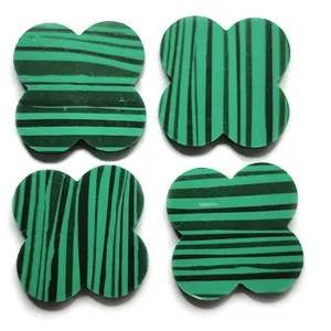 Natural Malachite stone four leaf clover shape loose gemstone for Necklace