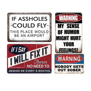Ensemble de panneaux métalliques amusants avec messages d'avertissement, décoration murale rétro vintage pour la cave du homme, le bar, le garage, le bureau à domicile, avec des <span class=keywords><strong>citations</strong></span> <span class=keywords><strong>humoristiques</strong></span> - Product Image 1
