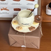 Ins mignon tasse à café en céramique et soucoupe ensemble boulangerie Bagel pain biscuits Biscuit tasse à café
