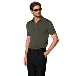 Polo in Cotone e Seta di Lusso per Uomo, Anti-Pilling, Elegante e Casual, Personalizzabile con Logo OEM - Product Image 1