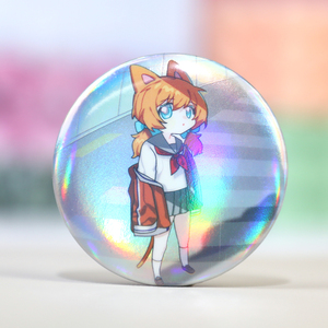 Vograce Anime laser tốt Flash tin huy hiệu nút tùy chỉnh long lanh Holographic Vòng Kim Loại nút pin Phù Hiệu - Product Image 4