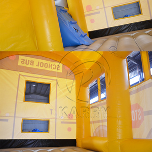Castillo inflable comercial con forma de autobús escolar para niños, con malla de seguridad, para alquiler en fiestas, uso interior y exterior. - Product Image 5