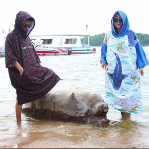 Cotton Biểu Tượng Tùy Chỉnh Thêu Thay Đổi In Kỹ Thuật Số Sợi Nhỏ Dành Cho Người Lớn Lướt Người Lớn Poncho Trùm đầu Tắm Bãi Biển Khăn - Product Image 2