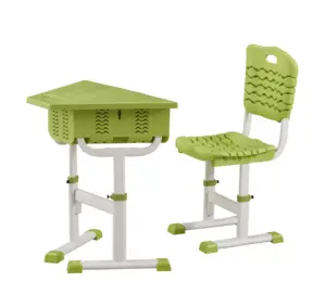Factory Price Safety Durability Middle School Students Steel Tube Plastic Table And Chair Set