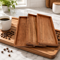 Plateau en bois d'acacia poli écologique au design contemporain pour la maison, les restaurants, les cuisines, les fêtes, les mariages, les cadeaux