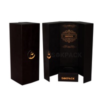 Caja de Regalo de Cartón Rígido Personalizada de Doble Apertura para una Sola Botella de Licor o Vino, con Estampado en Relieve Dorado, para Whisky o Vino Tinto Premium