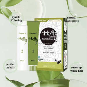 Crème colorante pour cheveux facile à utiliser, sans <span class=keywords><strong>PPD</strong></span>, sans ammoniaque, coloration rapide à base de plantes, teinture pour cheveux brun noir, crème colorante pour cheveux 60 ml * 2 - Product Image 6