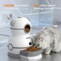 Distributeur automatique de nourriture pour animaux de compagnie Tuya Smart WiFi avec caméra 5G double bande, programmable, pour chats et chiens, bol rétractable, en plastique, rechargeable