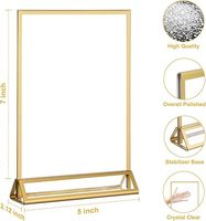 Lot de 12 supports de table pliables en acrylique transparent moderne 5 x 7, double face, dorés, antidérapants, pour cadres photo et présentoirs