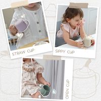 Gobelet d'apprentissage 100% silicone ultra-léger au design classique de 40 OZ avec poignées et plateau à pailles pour bébé et tout-petit, idéal pour les voyages et le camping