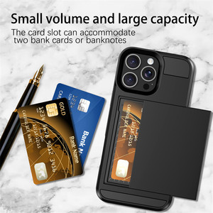 Custodia scorrevole per telefono con carta di credito per telefono per <span class=keywords><strong>iPhone</strong></span> X <span class=keywords><strong>XS</strong></span> <span class=keywords><strong>MAX</strong></span> XR / 7 8 Plus 13 12 mini TPU protezione antiurto - Product Image 3