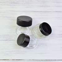 Pot en verre transparent 5ml 7ml 9ml 1g 1.5g 2g pour concentrés, emballage résistant aux enfants, couvercles CR noir mat, crème pour le visage, paroi épaisse