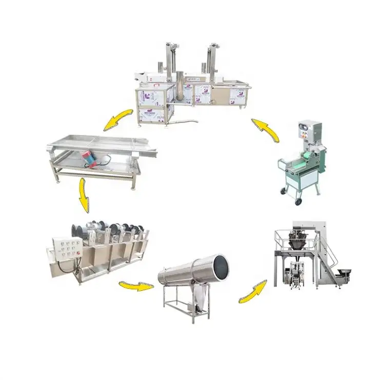 Industrial Plantain Chips Making Machine 200kg/h Banana Chips Equipment Frying Production Line