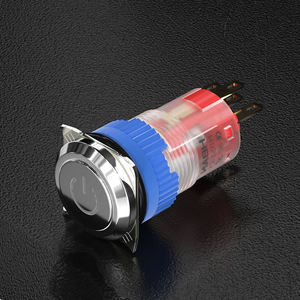 Interruttore a Pulsante in Plastica con LED Illuminato, Testa Piatta 16mm, Latching/Momentaneo, 5A 220V IP67 - Product Image 1