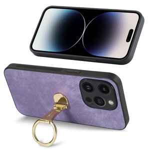 <span class=keywords><strong>เคส</strong></span>หนัง PU สำหรับ iPhone <span class=keywords><strong>14</strong></span> Pro แบบ 360 องศา °   ขาตั้งวงแหวนโลหะแบบหมุนได้ ฝาหลังป้องกันการกระแทก - Product Image 1