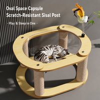 Structure d'escalade et lit pour chat, design moderne, luxueux et classique, écologique, avec capsule spatiale spacieuse combinée, pour plusieurs chats, en panneau de densité et colonne en corde