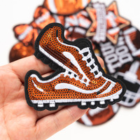 Patchs brodés à thème football, tendance, marron, avec paillettes, pour vêtements, sacs et décorations d'emballages