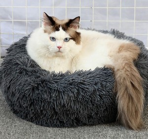 Оптовая продажа, Роскошные Многоцветные моющиеся плюшевые дышащие Нескользящие круглые кровати для домашних животных, кровати для собак и кошек - Product Image 5