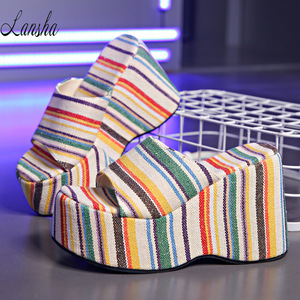 Sandalias de Plataforma <span class=keywords><strong>con</strong></span> <span class=keywords><strong>Tiras</strong></span> de Arcoíris 2025 para Mujer, Sandalias de Tacón Alto <span class=keywords><strong>con</strong></span> <span class=keywords><strong>Tiras</strong></span> Cruzadas <span class=keywords><strong>Transparentes</strong></span> de Cristal - Product Image 5