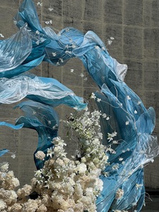 Arche de toile de fond immersive <span class=keywords><strong>pour</strong></span> cérémonie de mariage, en gaze irisée de luxe, bleu dégradé, thème 'Fantaisie des grands fonds', accessoire <span class=keywords><strong>pour</strong></span> studio photo - Product Image 4
