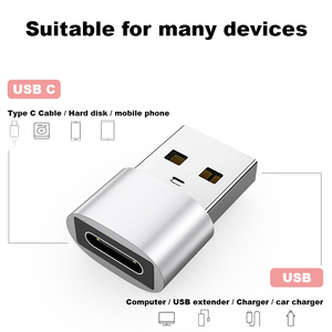 Adaptador de Carga USB C para <span class=keywords><strong>iPhone</strong></span>, Adaptador de Tipo C Hembra a USB Macho, Convertidor de Cargador de Coche para Discos Duros, Teléfonos, Extensor USB - Product Image 6