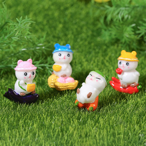 Figurines de lapin mignonnes en résine, décoration miniature pour jardin, bureau, maison, ornement de bureau, forme animale, artisanat, décoration artistique - Product Image 1