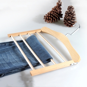 Space-Saving <strong>Folding</strong> Wood Pant <strong>Hangers</strong> for Pants Jeans Scarf Trousers Tie Towel-<strong>Multi</strong>-Use Clothing Rack - Product Image 4