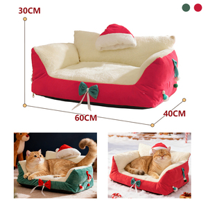 Lit pour chat extra large et chaud pour l'hiver, canapé pour animaux de compagnie, housse amovible et lavable, nid pour chat toute saison, coussin de Noël pour chats et chiens - Product Image 5