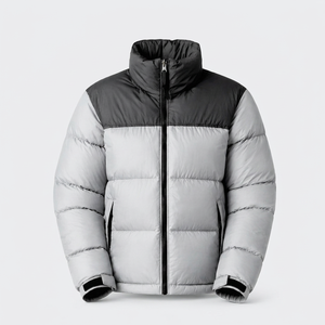 Veste matelassée légère pour homme, à blocs de couleurs, avec capuche et fermeture éclair, pour l'hiver - Product Image 1