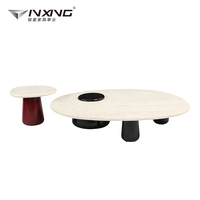 Table basse en marbre blanc au design moderne, meubles de salon avec cadre en bois, vente en gros