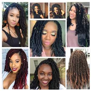 Extensions de cheveux synthétiques pré-bouclées Bomb Twist pour tresses, dreadlocks, style Springy Passion, crochet, trame unique, 14 pouces, 24 mèches - Product Image 6