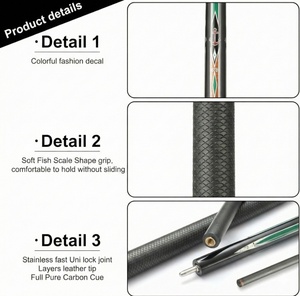 Queue de <span class=keywords><strong>billard</strong></span> en fibre de carbone lisse 58'' 20oz avec pointe laminée et poignée souple pour <span class=keywords><strong>accessoires</strong></span> de <span class=keywords><strong>billard</strong></span> 8 boules et 9 boules - Product Image 2