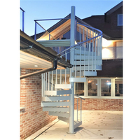 Escalier circulaire pré-fabriqué pour gagner de l'espace, escalier en spirale décoratif d'extérieur, escalier en spirale en fonte