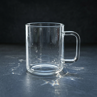 13oz Borosilicaat Glazen Mok Transparant BPA-Vrij Vaatwasser & Magnetronbestendig Aangepast Logo Groothandel Aanpasbare Geschenkverpakking RTS