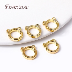 In ottone metallo attraverso il foro perlina cerchio 18K placcato oro gatto/coniglio struttura a forma di <span class=keywords><strong>perline</strong></span> distanziatore connettori fai da te creazione di gioielli - Product Image 5