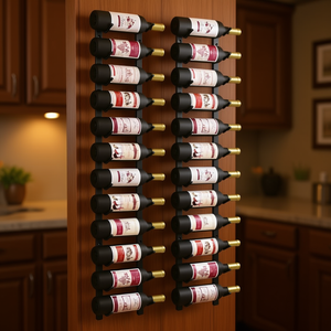 Estante de hierro para vino montado en la pared, juego de 12 botellas, juego de 2 piezas, estilo industrial moderno, uso en bar, resistente al óxido - Product Image 2
